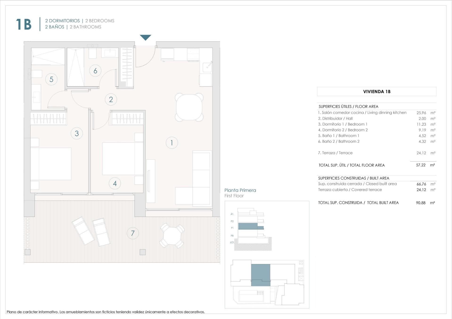 Neubauwohnung mit 2 Schlafzimmern in Benijófar (Alicante) zu verkaufen Die Wohnung verfügt Vorschau 6