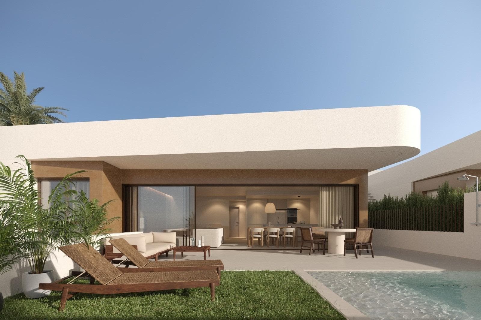 Neu gebautes Eck-Quad-Haus mit 3 Schlafzimmern und privatem Pool in Dolores, Alicante