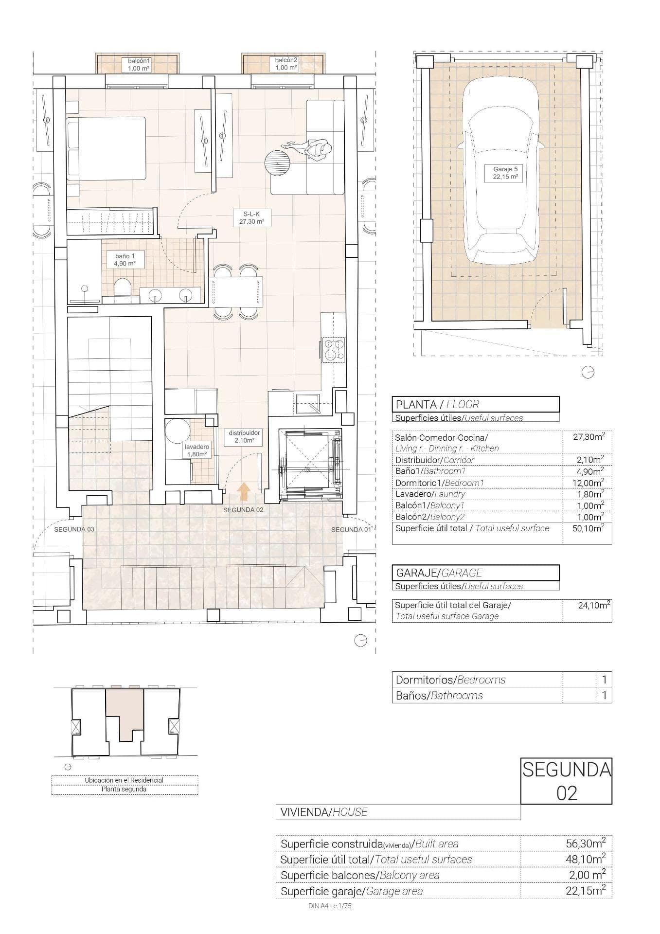 Modernes Apartment mit 1 Schlafzimmer, privater Garage und Blick auf die Weinberge in Hond Vorschau 2